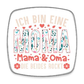 Ich Bin Eine Moma – Mama & Oma Die Beides Rockt - Viereckiger Kühlschrankmagnet - Weiß - Vorne