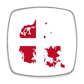 Carte du drapeau du Danemark - Magnet carré - blanc - Devant
