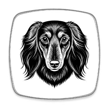 Dachshund long haired - Square fridge magnet - white - Front