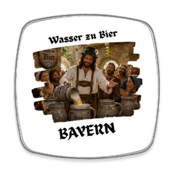 Wasser_zu_Bier - Viereckiger Kühlschrankmagnet - Weiß - Vorne