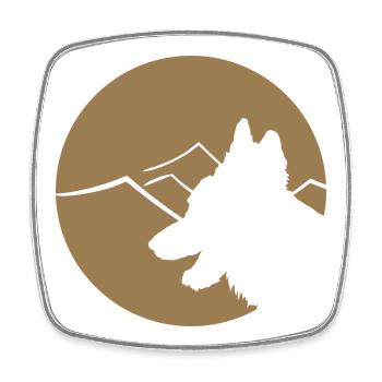 Schäferhund Silhouette im Kreis - Viereckiger Kühlschrankmagnet - Weiß - Vorne