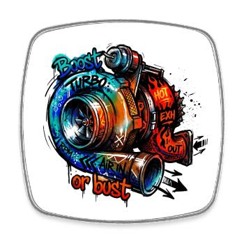 Turbo-Boost oder Bust - Viereckiger Kühlschrankmagnet - Weiß - Vorne