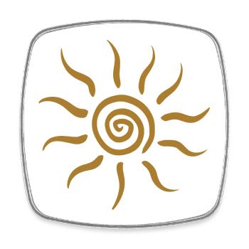 Goldener Spiral-Sonnenstrahl - Viereckiger Kühlschrankmagnet - Weiß - Vorne
