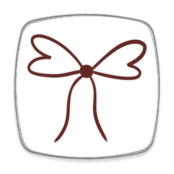 Handdrawn Ribbon Bow Illustration - Square fridge magnet - white - Front