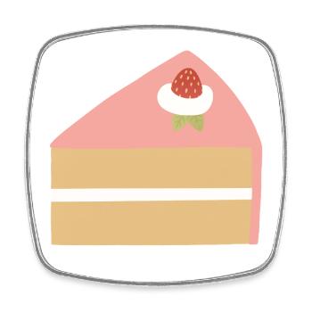 Illustration de la part de gâteau aux fraises roses - Magnet carré - blanc - Devant