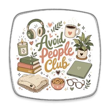 Introverted humor: Calm instead of people - Square fridge magnet - white - Front