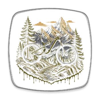 Mountain Bike MTB Alps Trail Enduro Mountains - Square fridge magnet - white - Front
