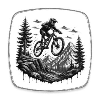 MTB Downhill Mountainbike Trail Alpen Berge Sport - Viereckiger Kühlschrankmagnet - Weiß - Vorne