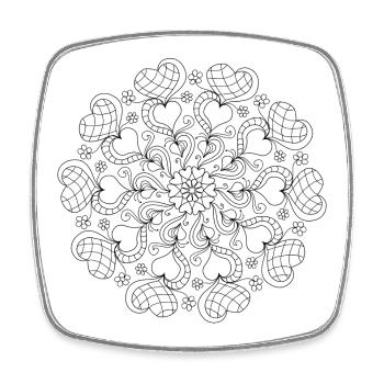 Mandala fait de cœurs noirs et blancs - Magnet carré - blanc - Devant