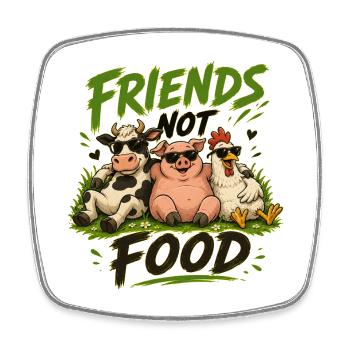 Friends not Food - Veggie/Vegan Tiere lustig Motiv - Viereckiger Kühlschrankmagnet - Weiß - Vorne