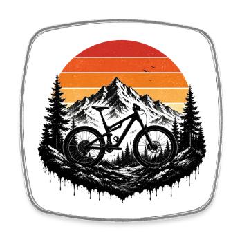 MTB Mountainbike Alpen Retro Trail Berge Bike - Viereckiger Kühlschrankmagnet - Weiß - Vorne