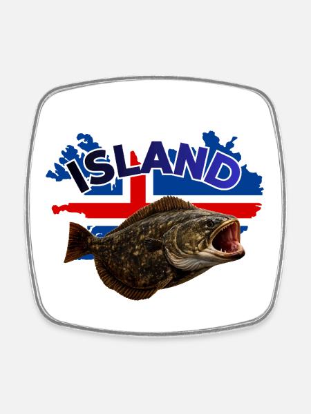 Halibut Fishing Iceland - Square fridge magnet - white