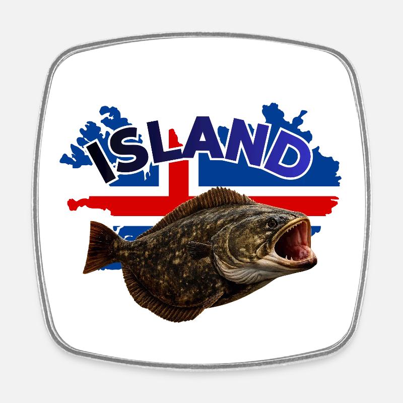 Halibut Fishing Iceland - Square fridge magnet - white