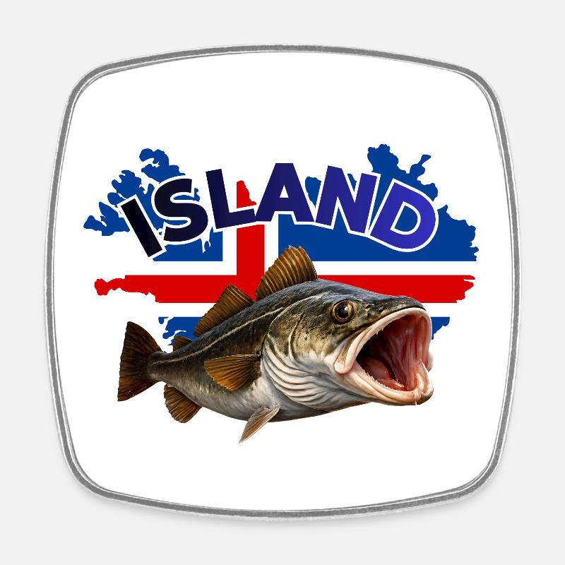 Pêche à la morue en Islande - Magnet carré - blanc
