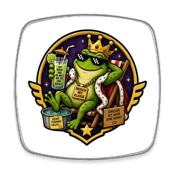 Königlicher Frosch mit Klasse - Viereckiger Kühlschrankmagnet - Weiß - Vorne