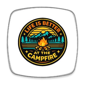 Lagerfeuer-Lifestyle am Campfire - Viereckiger Kühlschrankmagnet - Weiß - Vorne