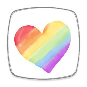 Cœur aquarelle arc-en-ciel - Magnet carré - blanc - Devant