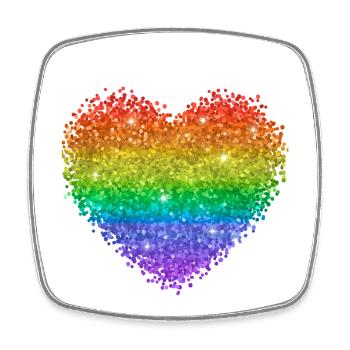 Regenbogenherz Glitzerpunkte - Viereckiger Kühlschrankmagnet - Weiß - Vorne