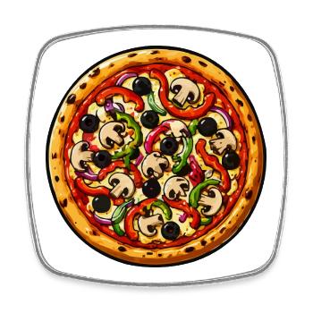 Pizza Pop Art: Colorful toppings - Square fridge magnet - white - Front