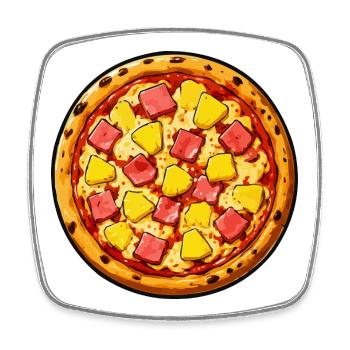 Illustration de pizza hawaïenne - Magnet carré - blanc - Devant