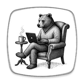 Bear CEO Laptop Lounge - Viereckiger Kühlschrankmagnet - Weiß - Vorne