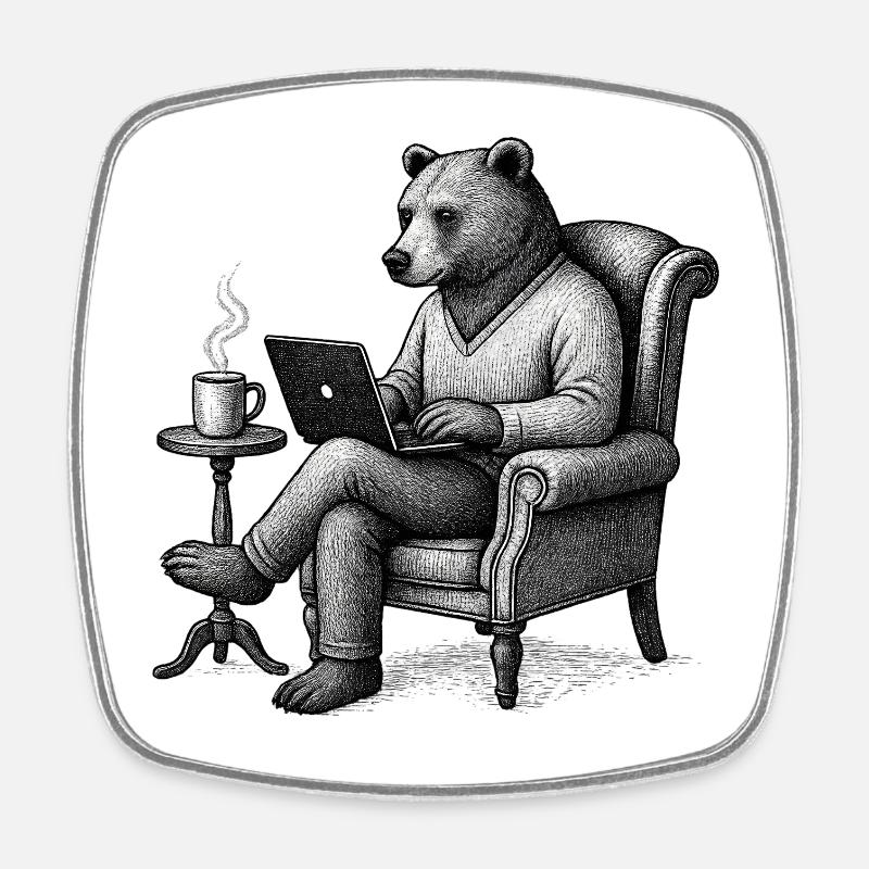 Salon Portable Bear CEO - Magnet carré - blanc