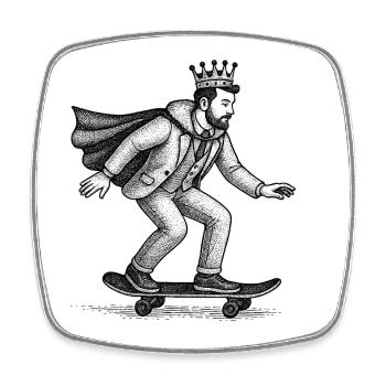Roi du patineur couronné - Magnet carré - blanc - Devant