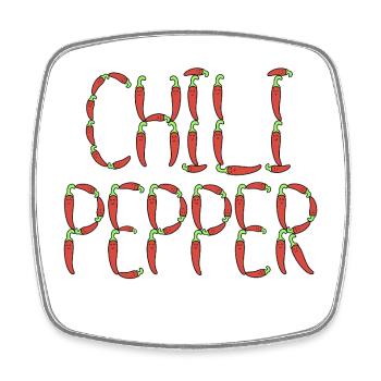Chili pepper typography - Square fridge magnet - white - Front