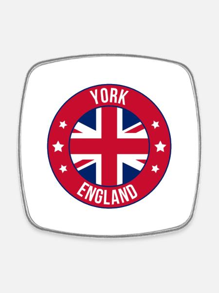York England Circular Flag Emblem - Square fridge magnet - white