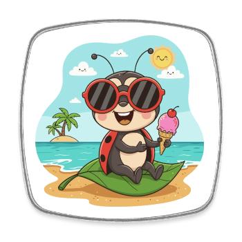 Strandkäfer mit Eis und Sonnenbrille - Viereckiger Kühlschrankmagnet - Weiß - Vorne