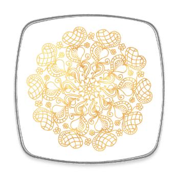 Mandala made of hearts - gold - Square fridge magnet - white - Front