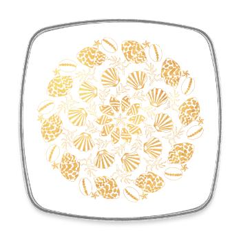 Shell Mandala - gold - Square fridge magnet - white - Front
