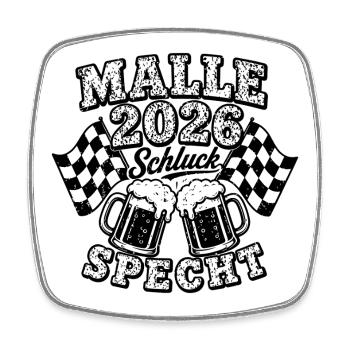 Malle 2026 Schluckspecht on Tour - Viereckiger Kühlschrankmagnet - Weiß - Vorne