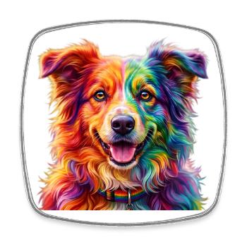 Regenbogenhund / Hund in Regenbogenfarben - Viereckiger Kühlschrankmagnet - Weiß - Vorne