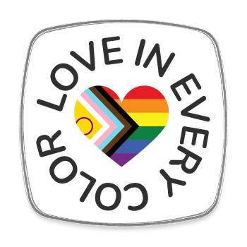 Love in every Color Pride LGBTQIA Regenbogen Herz - Viereckiger Kühlschrankmagnet - Weiß - Vorne