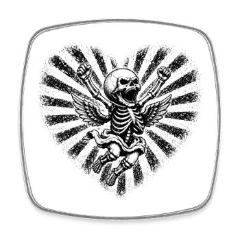 Motif de jupe d’ange squelette volant - Magnet carré - blanc - Devant