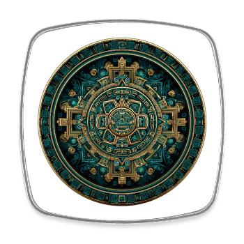 Aztec Solar Calendar Gold - Square fridge magnet - white - Front