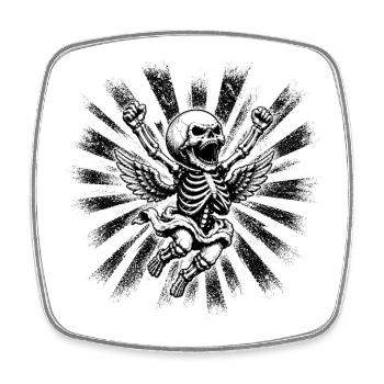 Motif de jupe d’ange squelette volant - Magnet carré - blanc - Devant