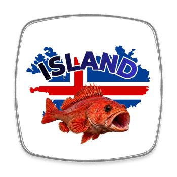 Pêche au poisson rouge en Islande - Aventure en haute mer - Magnet carré - blanc - Devant