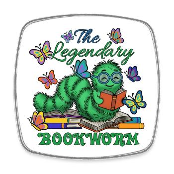 Der legendäre Bücherwurm - Viereckiger Kühlschrankmagnet - Weiß - Vorne