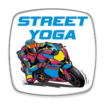 Yoga de rue - Moto - Magnet carré - blanc - Devant