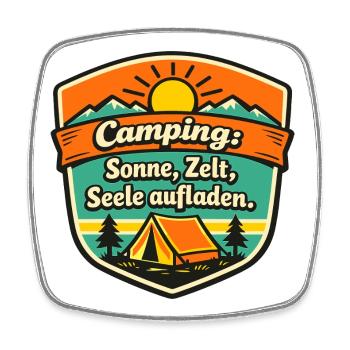 Camper - Viereckiger Kühlschrankmagnet - Weiß - Vorne
