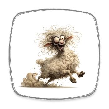crazy sheep - Square fridge magnet - white - Front