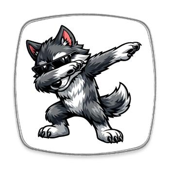 Dabbing Wolf - Viereckiger Kühlschrankmagnet - Weiß - Vorne