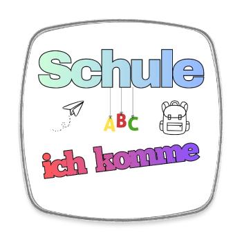 Schule ich komme - Erstklässler - Viereckiger Kühlschrankmagnet - Weiß - Vorne