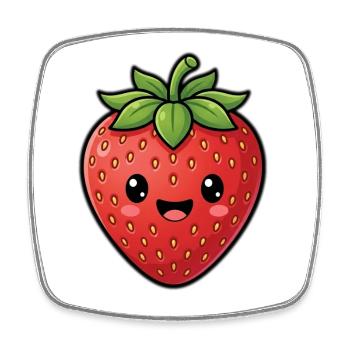 Cute Strawberry - Summer Fruit Kawaii Cute - Square fridge magnet - white - Front