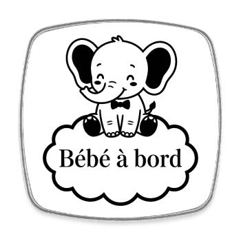 Sticker Autocollant pour Voiture éléphant garçon  - Magnet carré - blanc - Devant