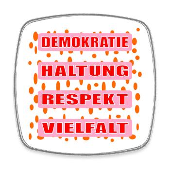VIELFALT HALTUNG DEMOKRATIE - Viereckiger Kühlschrankmagnet - Weiß - Vorne