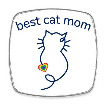 Best Cat Mom Regenbogenherz - Viereckiger Kühlschrankmagnet - Weiß - Vorne
