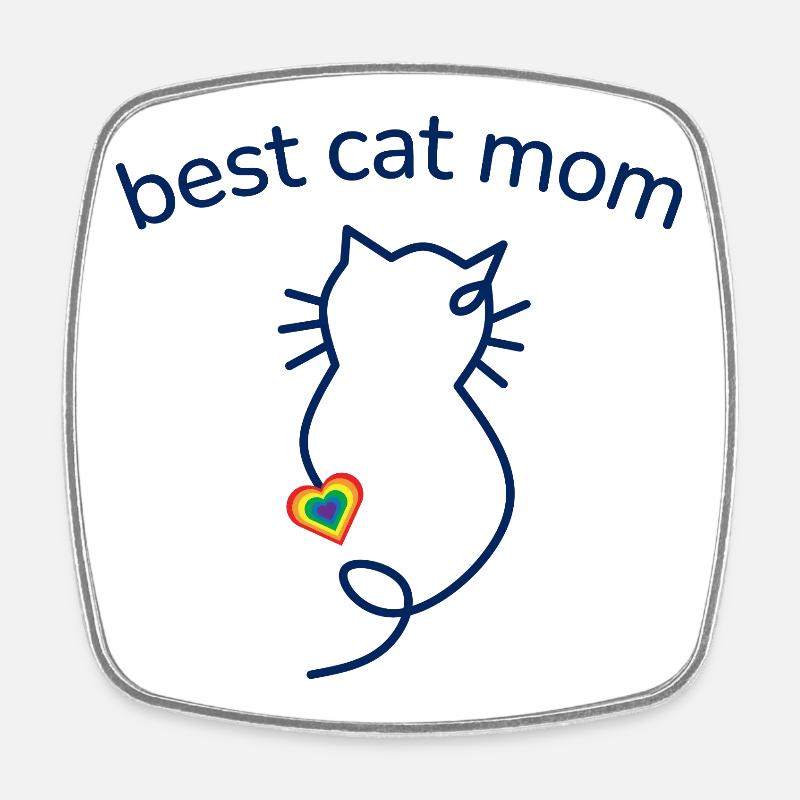 Best Cat Mom Regenbogenherz - Viereckiger Kühlschrankmagnet - Weiß
